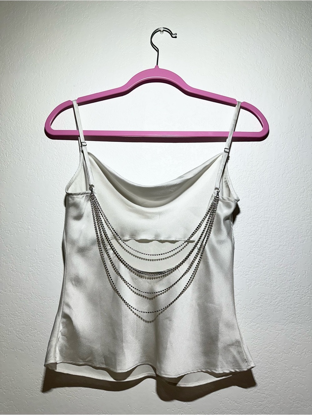 Cami Top with Low Back Silver Chain